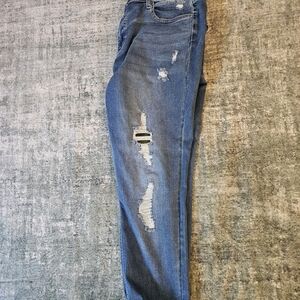 Women's Distressed Blue Skinny Jeans